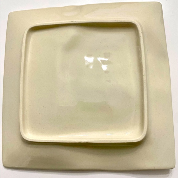 Christmas Santa Red White Decorative Ceramic Holiday Square Snack Serving Plate - Picture 2 of 4